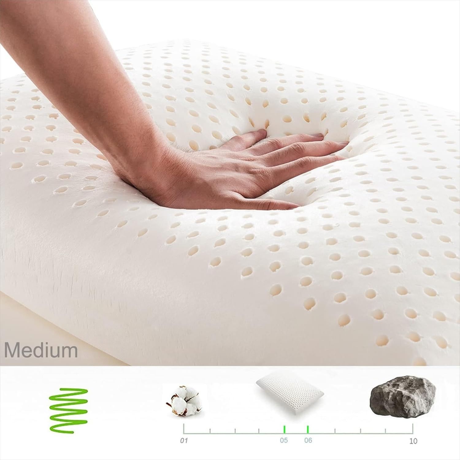 Natural Dunlop Latex Pillow Queen Size dimensions and specifications